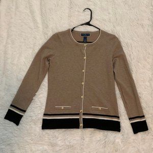 NWOT Karen Scott Petites Tan & Black Button Front Cardigan